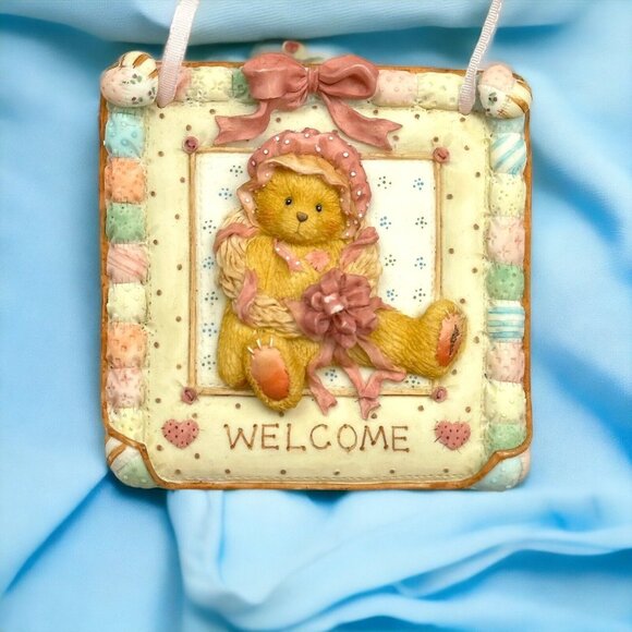 1993 Priscilla Hillman Quilts Of Friendship WallPlaque Cherished Teddies EUC vnt - Picture 3 of 5